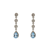 Swiss Blue Topaz and Diamond Milgrain Dangle Earrings