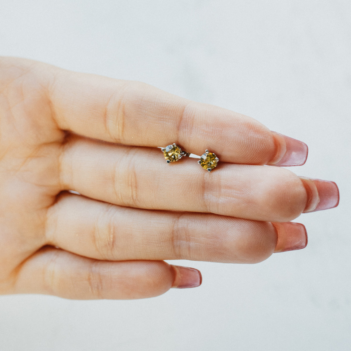 1.00ctw Round Yellow Sapphire Stud Earrings