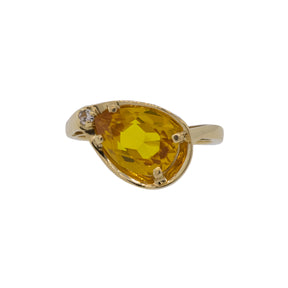 Asymmetrical Yellow and White Lab Sapphire Ring
