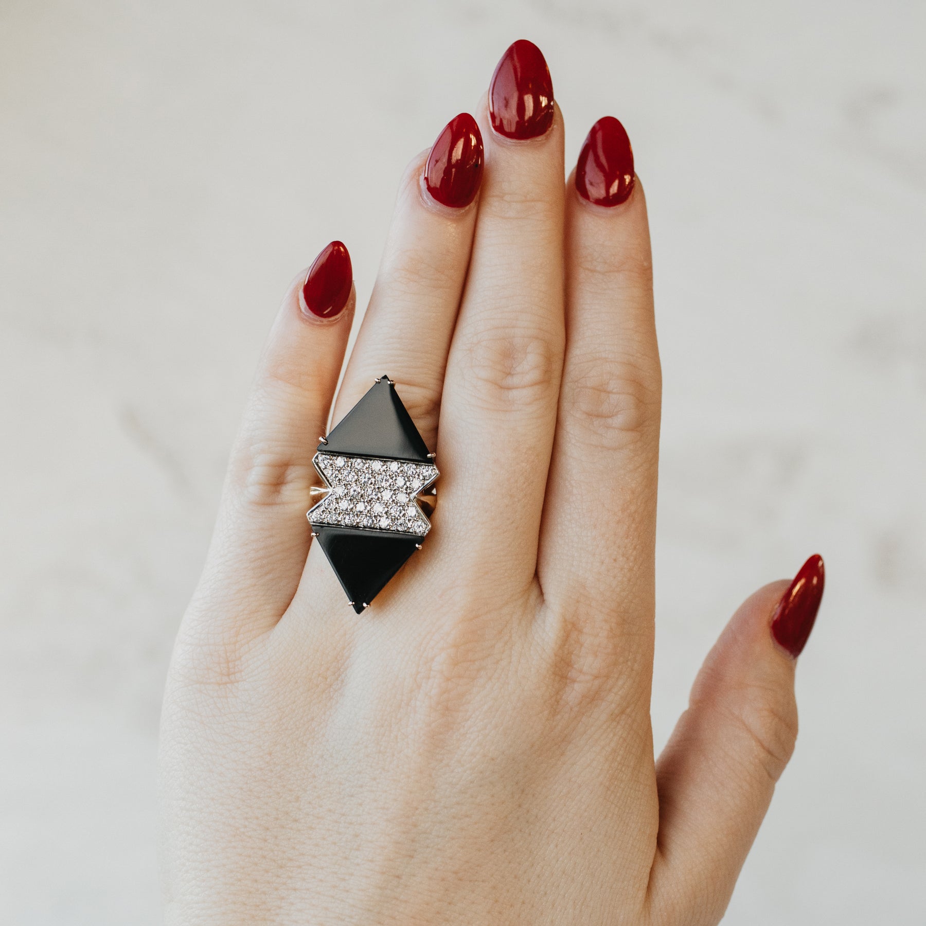 18K Onyx and Diamond Cocktail Ring
