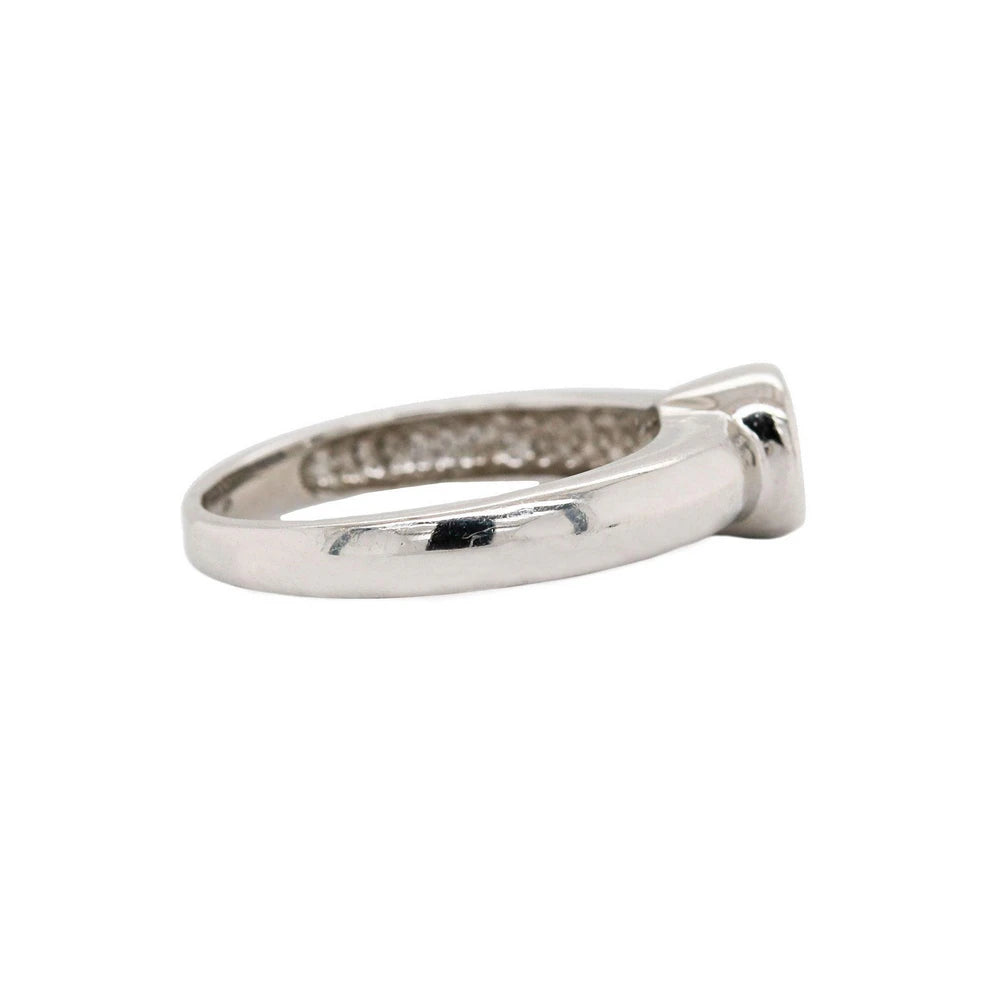 Bezel Set Solitaire Diamond White Gold Ring