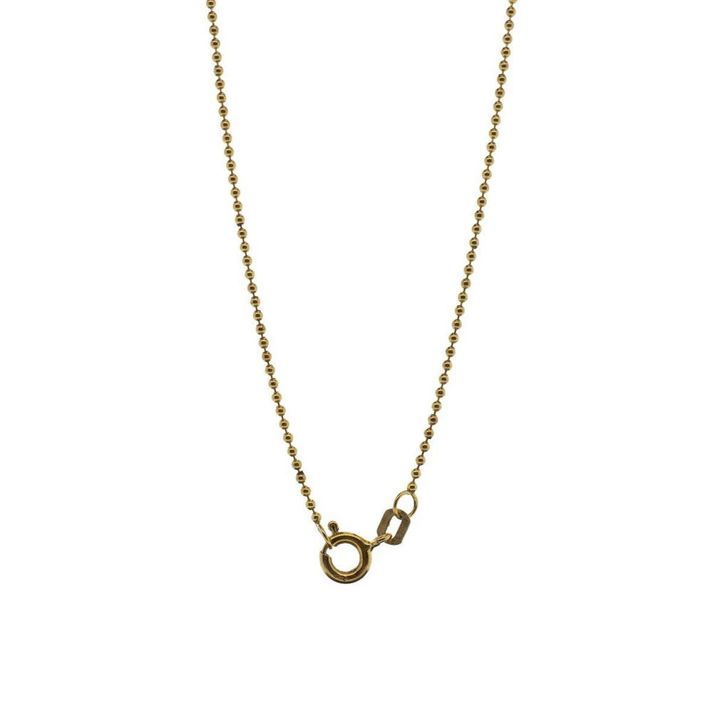 18K Yellow Gold Reversible Blue & Orange Heart Pendant With 30" Ball Chain