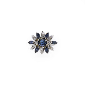 Blue Sapphire & Diamond White Gold Cluster Ring