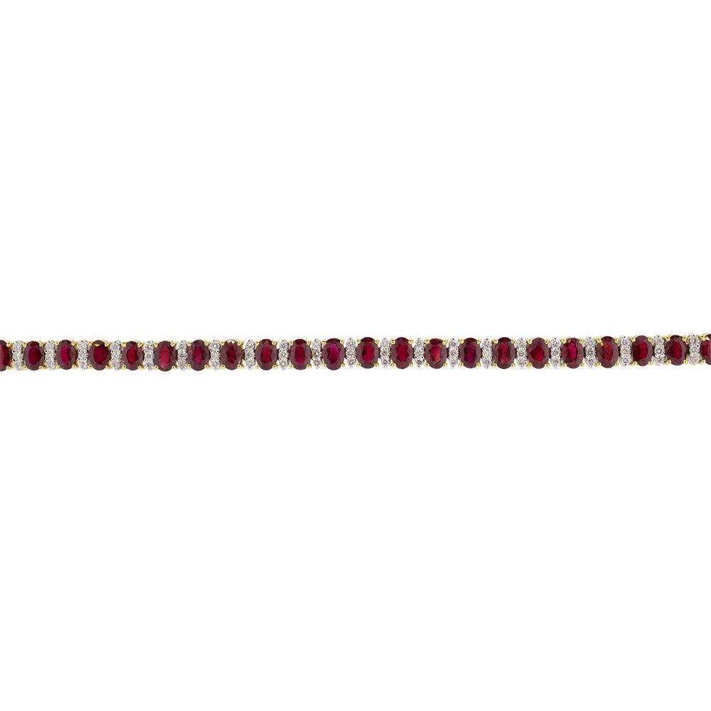 18K Yellow Gold 17.28ctw Burmese Ruby & 1.62ctw Diamond Bracelet