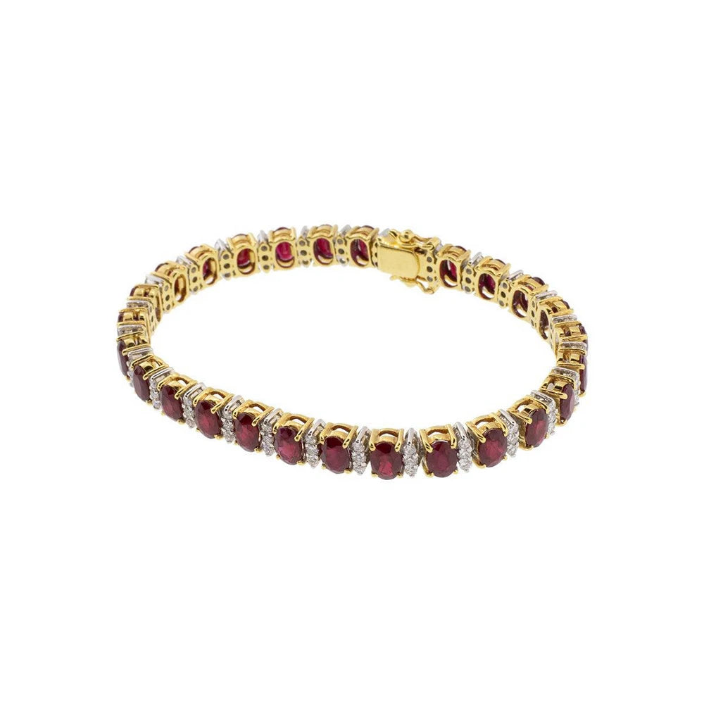 18K Yellow Gold 17.28ctw Burmese Ruby & 1.62ctw Diamond Bracelet