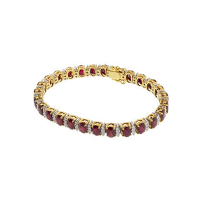 18K Yellow Gold 17.28ctw Burmese Ruby & 1.62ctw Diamond Bracelet