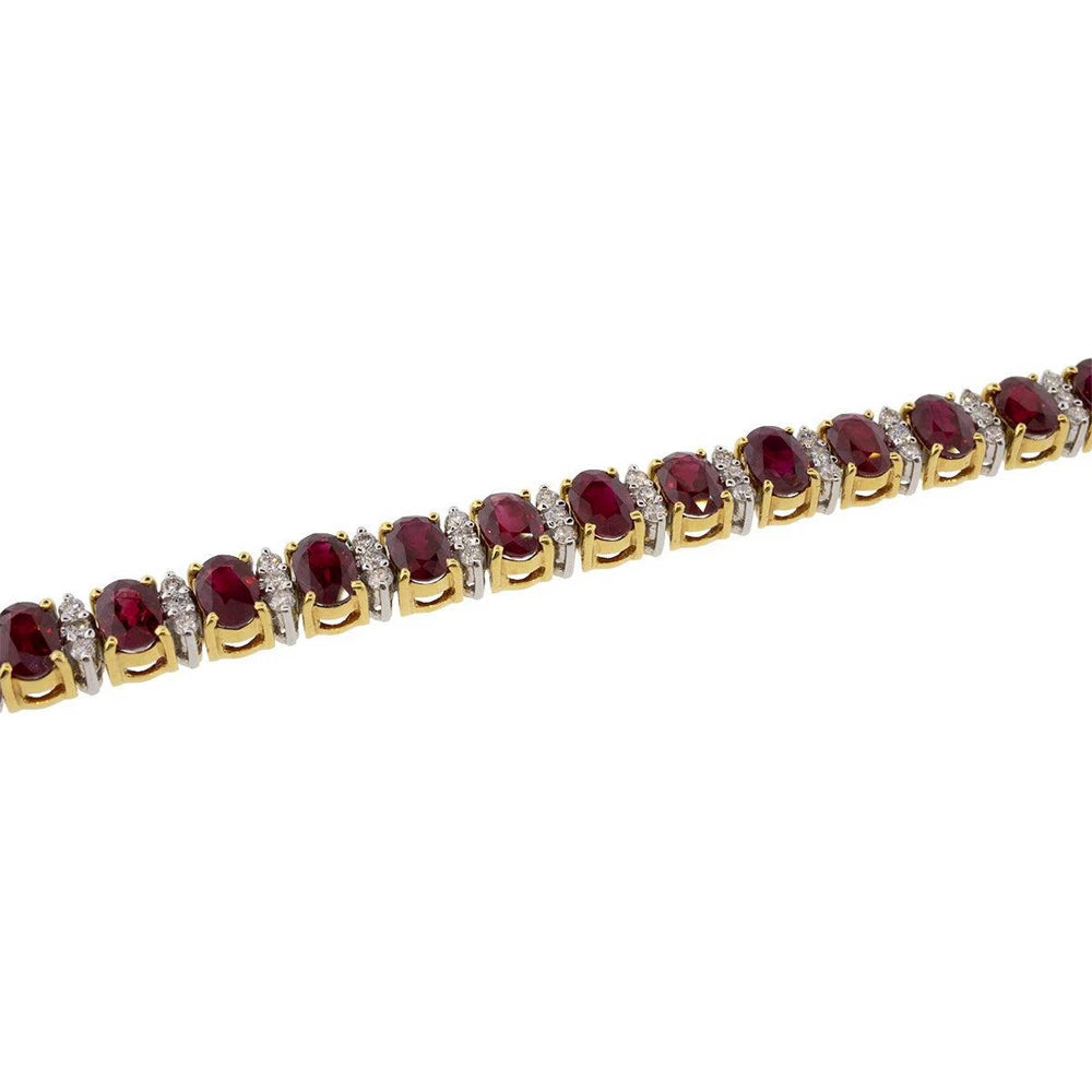 18K Yellow Gold 17.28ctw Burmese Ruby & 1.62ctw Diamond Bracelet