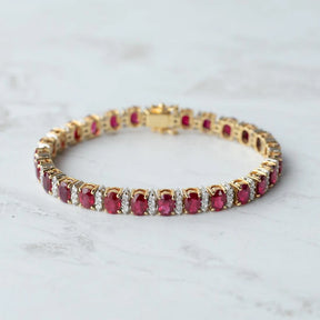 18K Yellow Gold 17.28ctw Burmese Ruby & 1.62ctw Diamond Bracelet