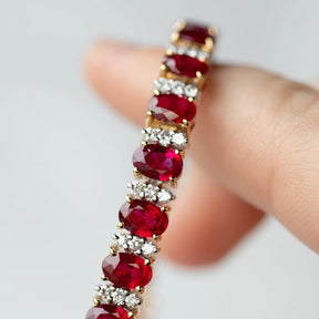 18K Yellow Gold 17.28ctw Burmese Ruby & 1.62ctw Diamond Bracelet