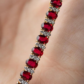 18K Yellow Gold 17.28ctw Burmese Ruby & 1.62ctw Diamond Bracelet