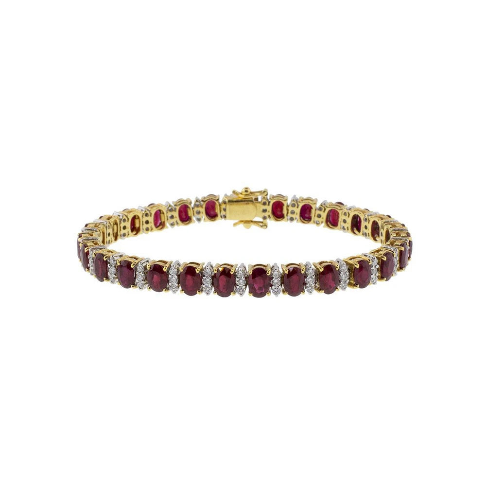 18K Yellow Gold 17.28ctw Burmese Ruby & 1.62ctw Diamond Bracelet