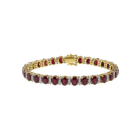 18K Yellow Gold 17.28ctw Burmese Ruby & 1.62ctw Diamond Bracelet