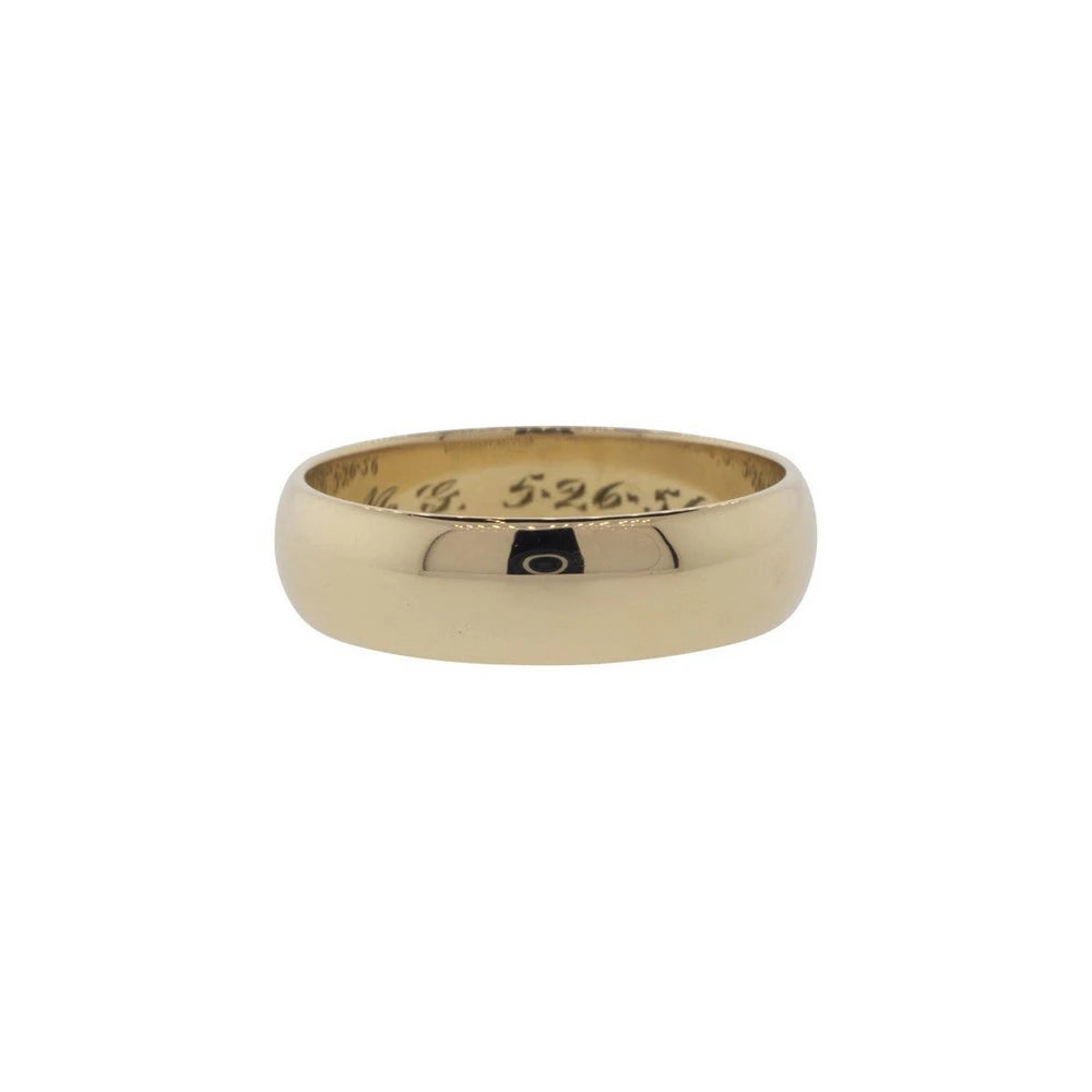 14K Yellow Gold Carved 6mm Half-Round Band