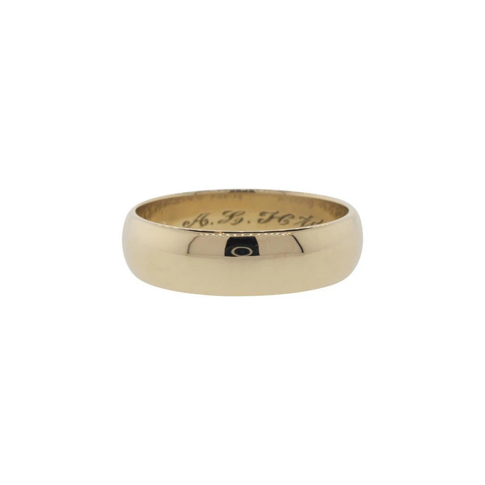 14K Yellow Gold Carved 6mm Half-Round Band