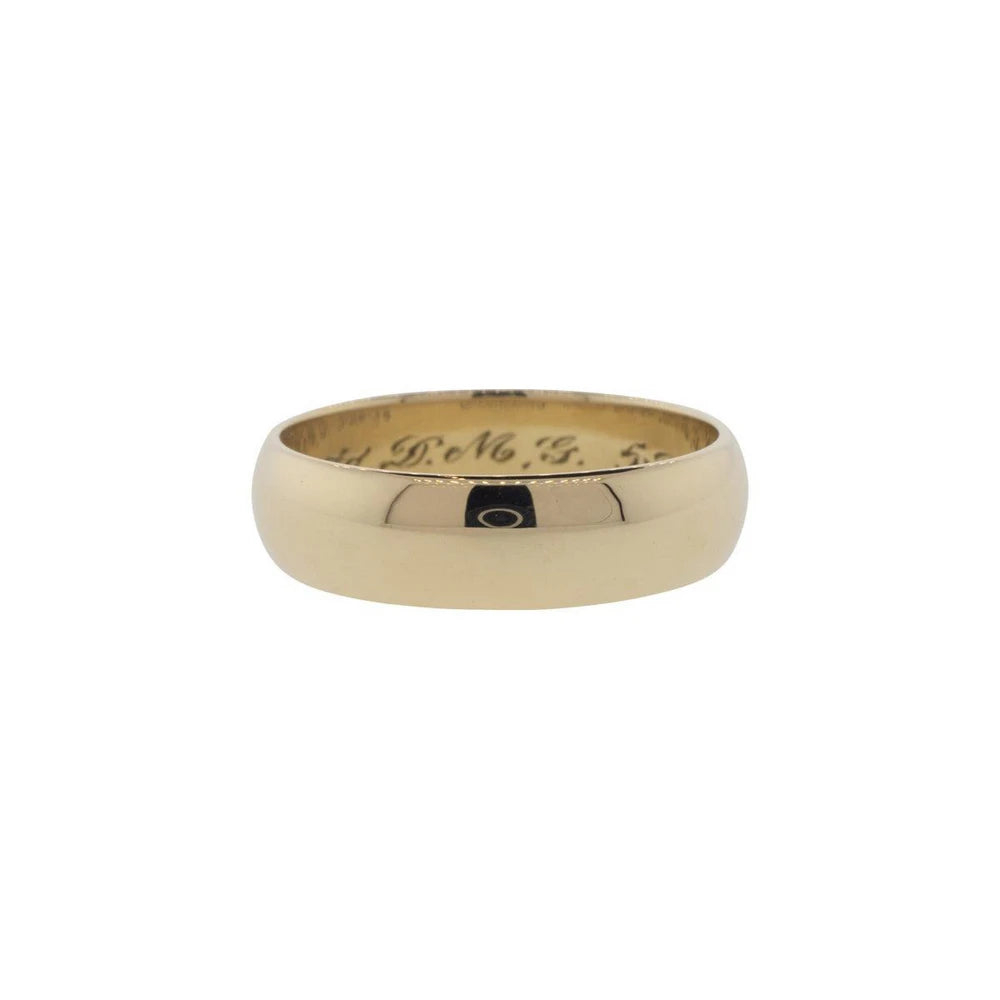 14K Yellow Gold Carved 6mm Half-Round Band