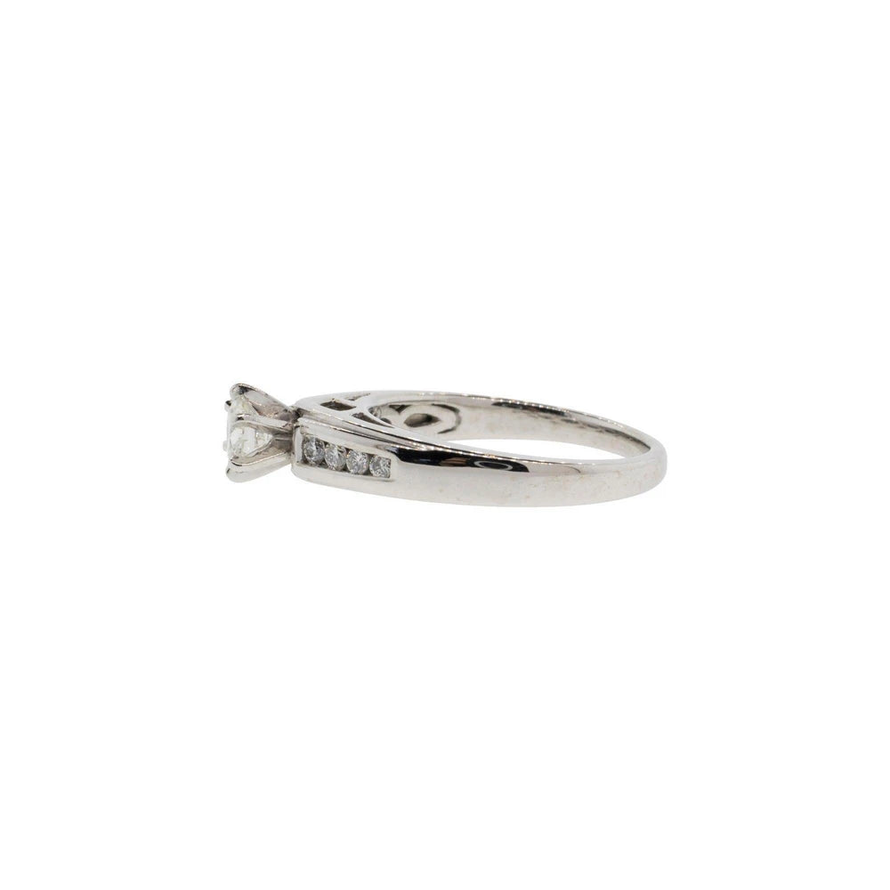 Channel-Set Accented Solitaire Diamond Engagement Ring