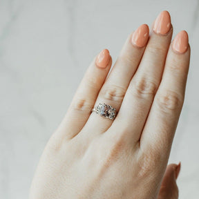 Cushion Cut Pink Sapphire & Diamond White Gold Ring