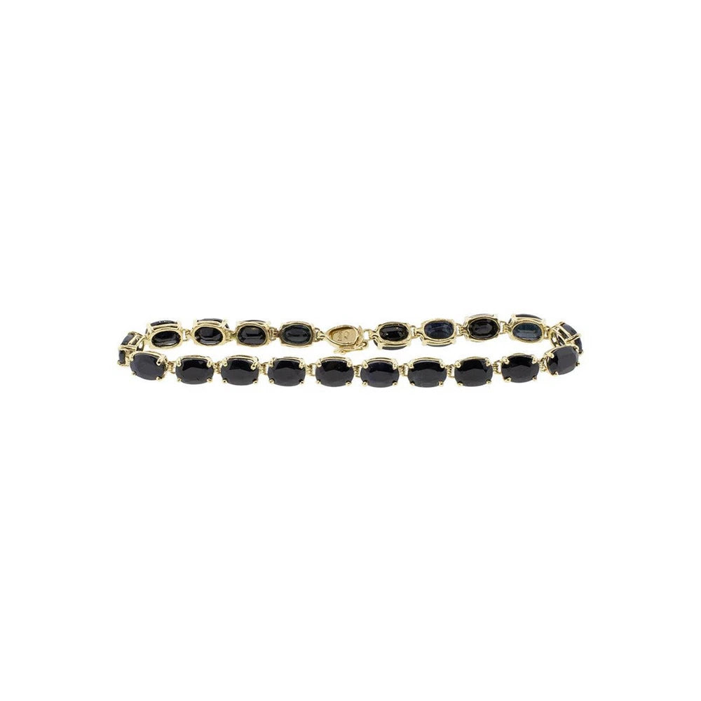 14K Yellow Gold Dark Blue Sapphire Tennis Bracelet