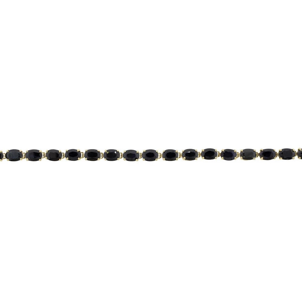 14K Yellow Gold Dark Blue Sapphire Tennis Bracelet