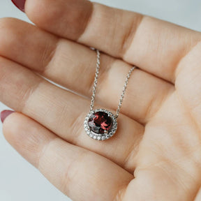 Tiffany & Co. Deep Rose Tourmaline and Diamond Halo Platinum Necklace