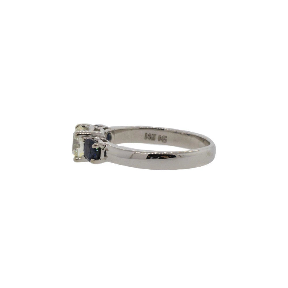 Diamond and Sapphire Three Stone Ring