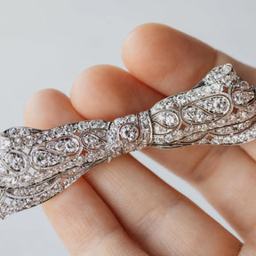 Platinum Edwardian Diamond Ribbon Brooch