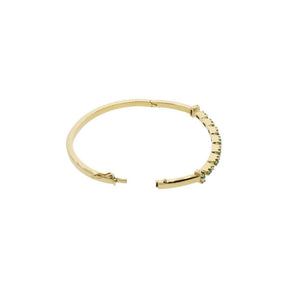 18K Yellow Gold Emerald & Diamond Bangle Bracelet