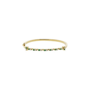 18K Yellow Gold Emerald & Diamond Bangle Bracelet