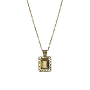 Emerald-Cut Citrine Pendant Necklace