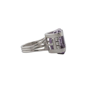 24ct Emerald Cut Kunzite and Diamond Ring