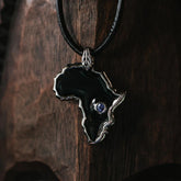 Sterling Enamel African Pendant Necklace w/Tanzanite -Style Worn by Jane Goodall