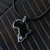 Sterling Silver Enameled African Pendant Necklace With Diamond