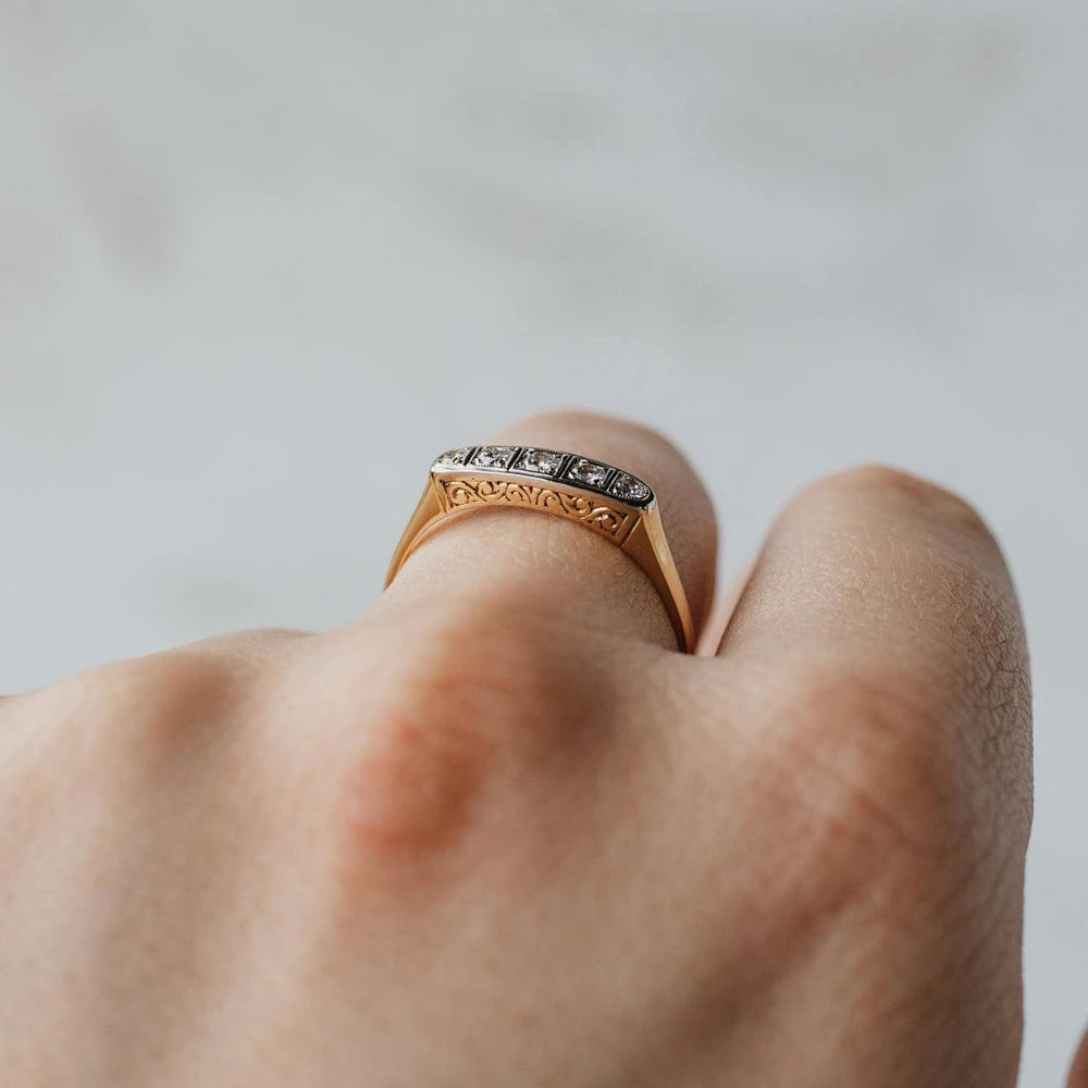 14K Yellow & White Gold 5-Stone Diamond Ring
