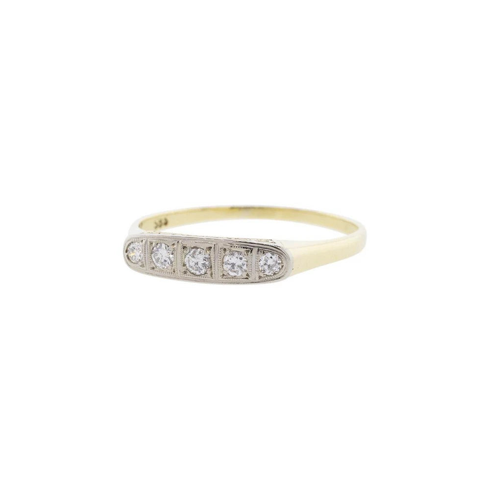 14K Yellow & White Gold 5-Stone Diamond Ring