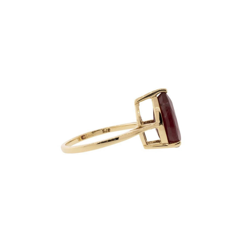 9K Yellow Gold 5.04ct Flux Treated Ruby Ring