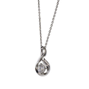 Freeform 18K White Gold Solitaire Diamond Pendant Necklace