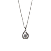 Freeform 18K White Gold Solitaire Diamond Pendant Necklace