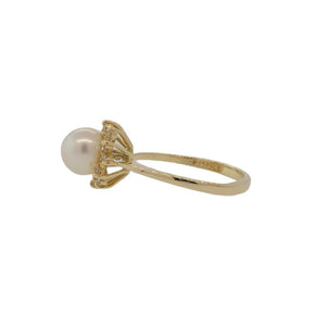 Fresh Water Cultured Pearl and Diamond Halo Ring