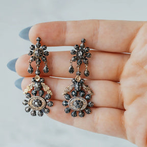 Georgian Old Cut Diamond Dangle Earrings