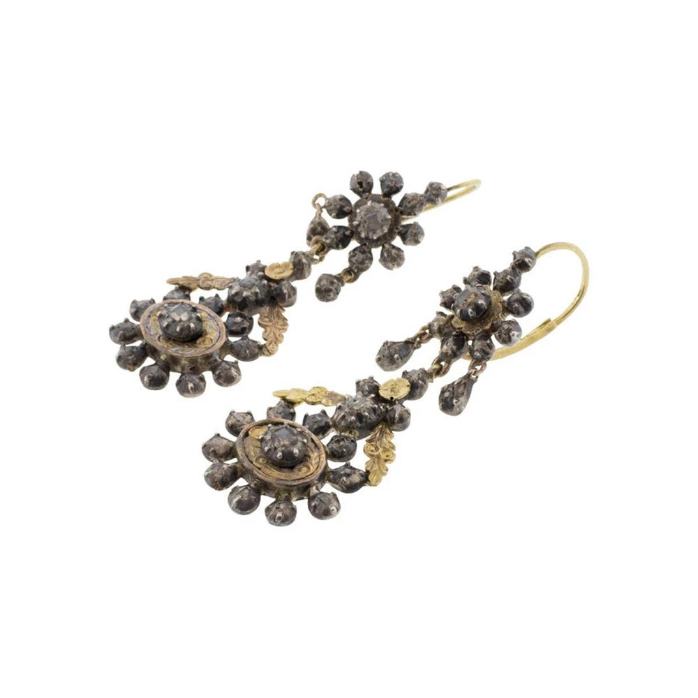 Georgian Old Cut Diamond Dangle Earrings