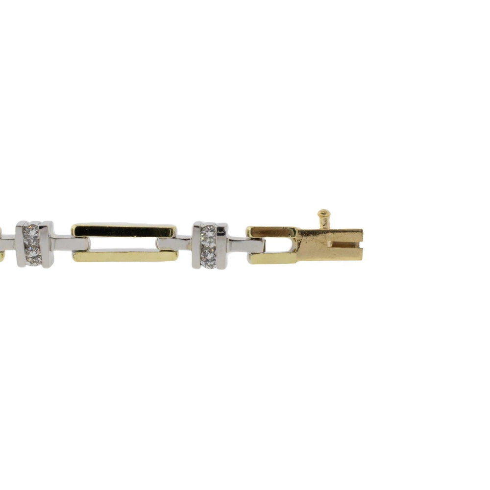 14K Yellow & White Gold Diamond Link Bracelet
