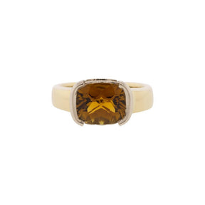 14K Gold Madeira Citrine & Diamond Ring