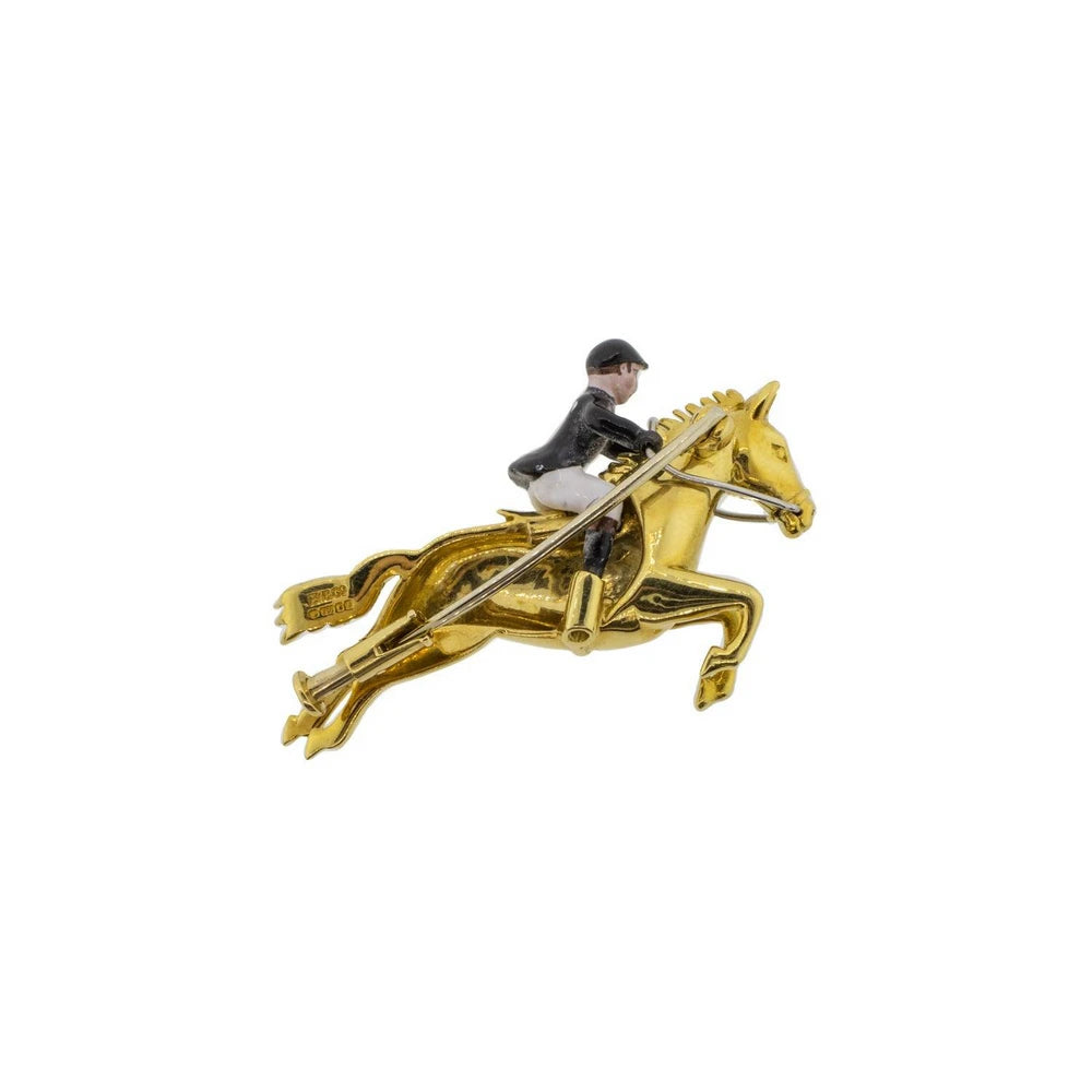 Horse and Enamel Rider Pin Brooch