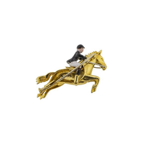 Horse and Enamel Rider Pin Brooch