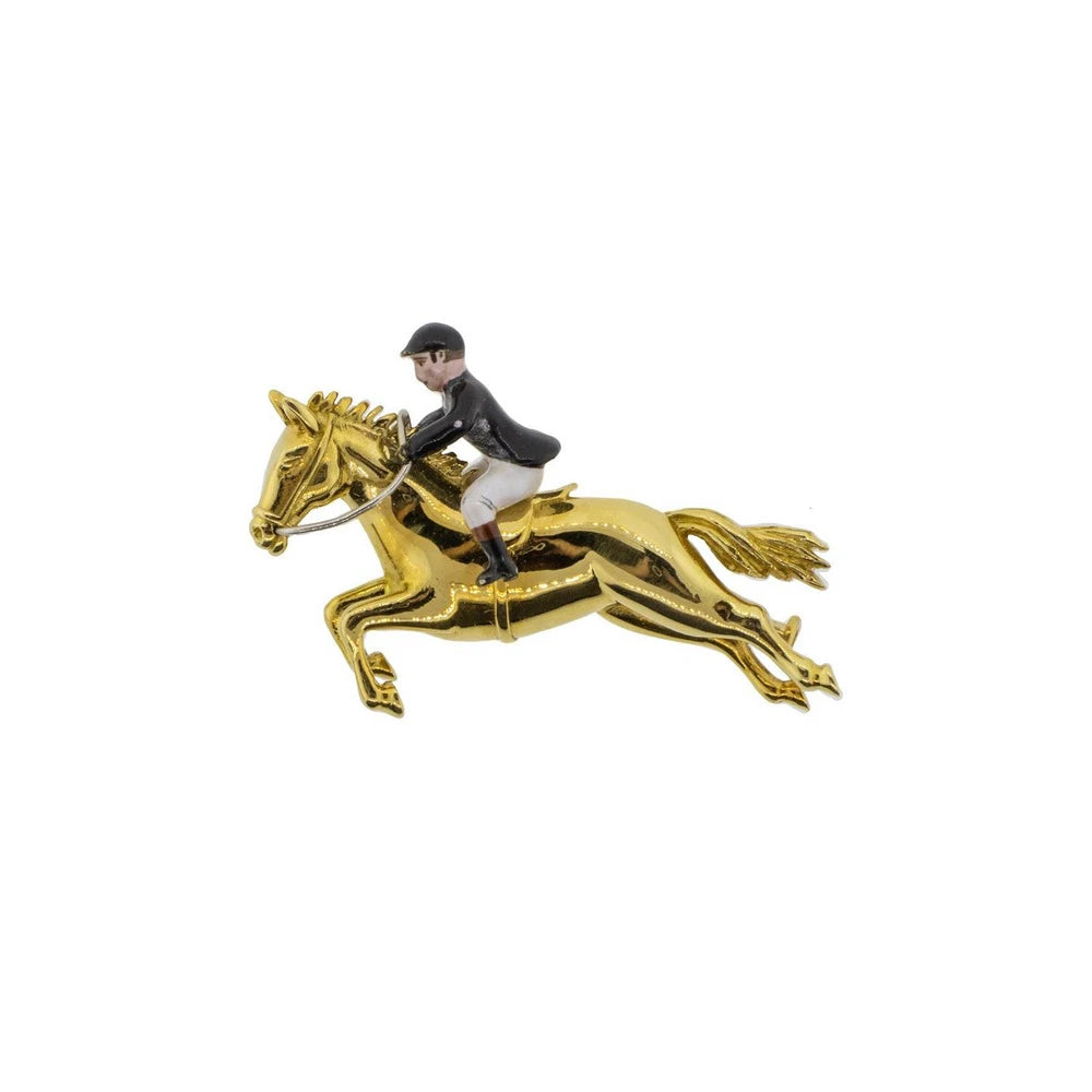 Horse and Enamel Rider Pin Brooch