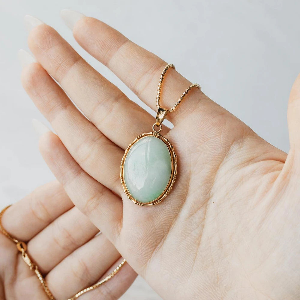 Jadeite 14K Yellow Gold Pendant Necklace