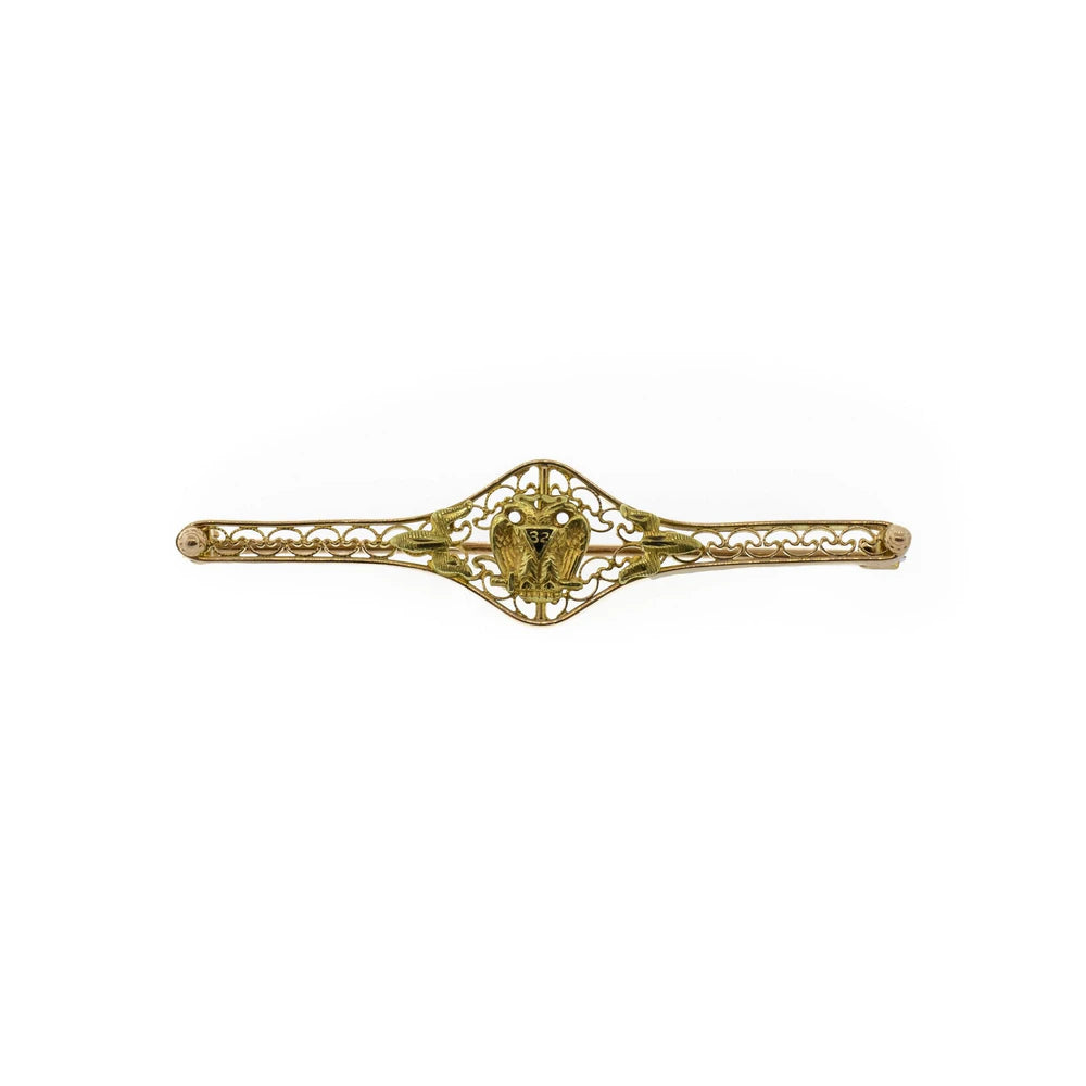 Long Latice 14K Yellow Gold Sorority Pin