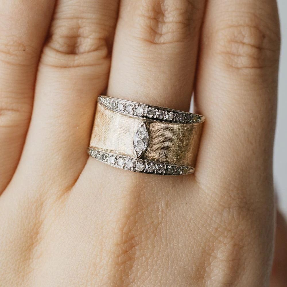 Marquise and Single-Cut Diamond Cigar Band