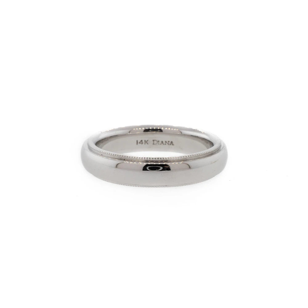 Milgrain 14K White Gold Wedding Band