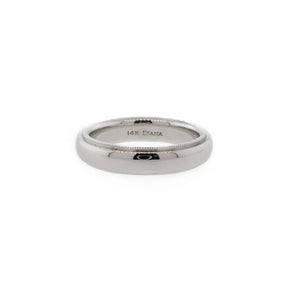 Milgrain 14K White Gold Wedding Band